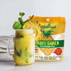 Tropi Snack Dried Pineapple with drink